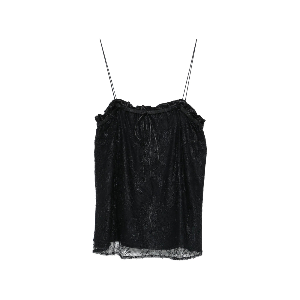The Nina Studio Lace-detail Ruffled Top