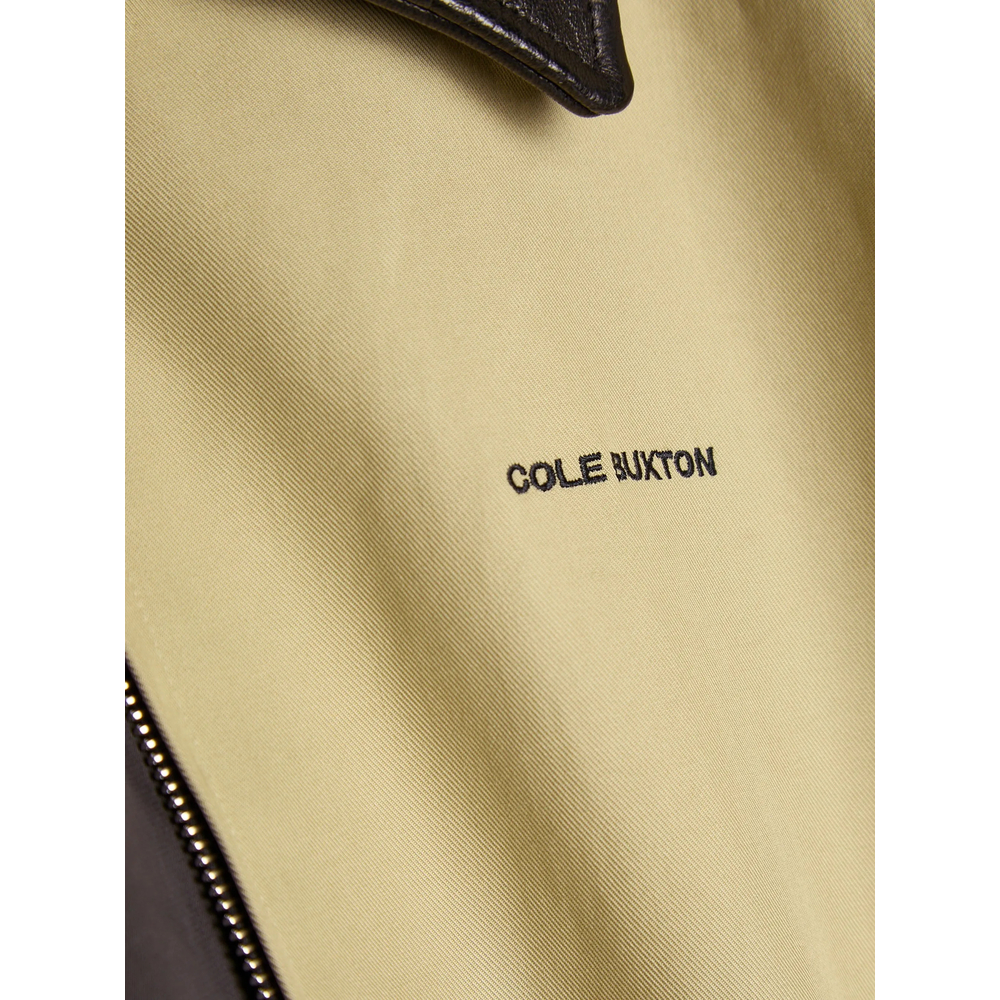 Leather-Collar Logo-Print Jacket