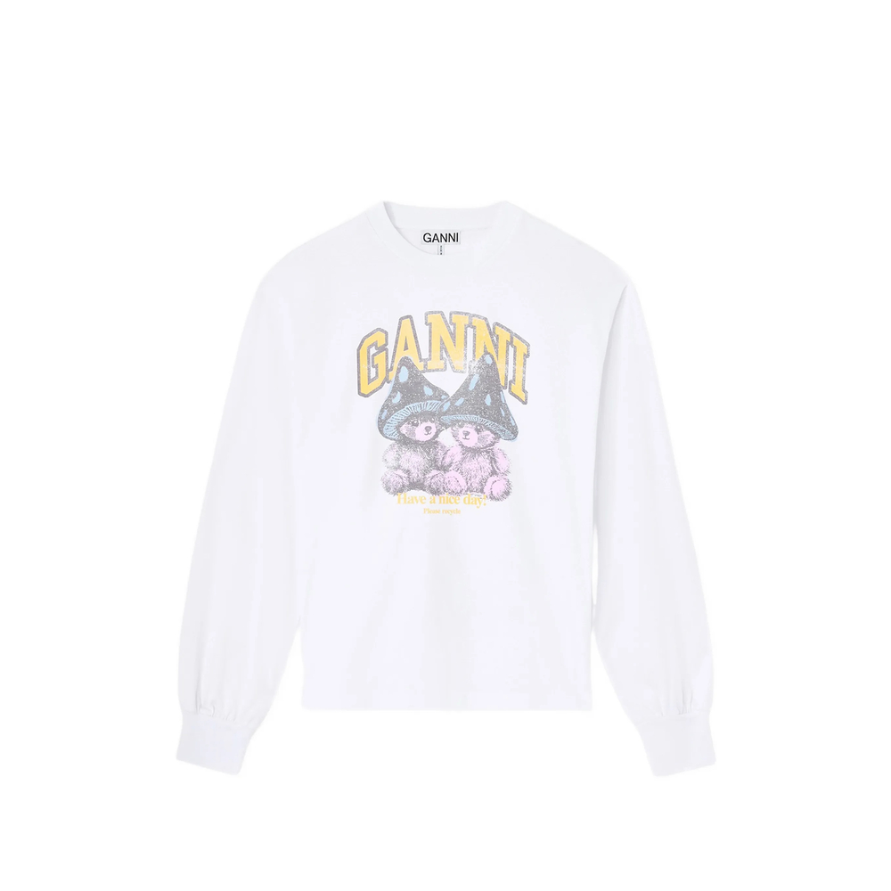 Ganni Long-sleeve T-shirt With Mushroom Teddy