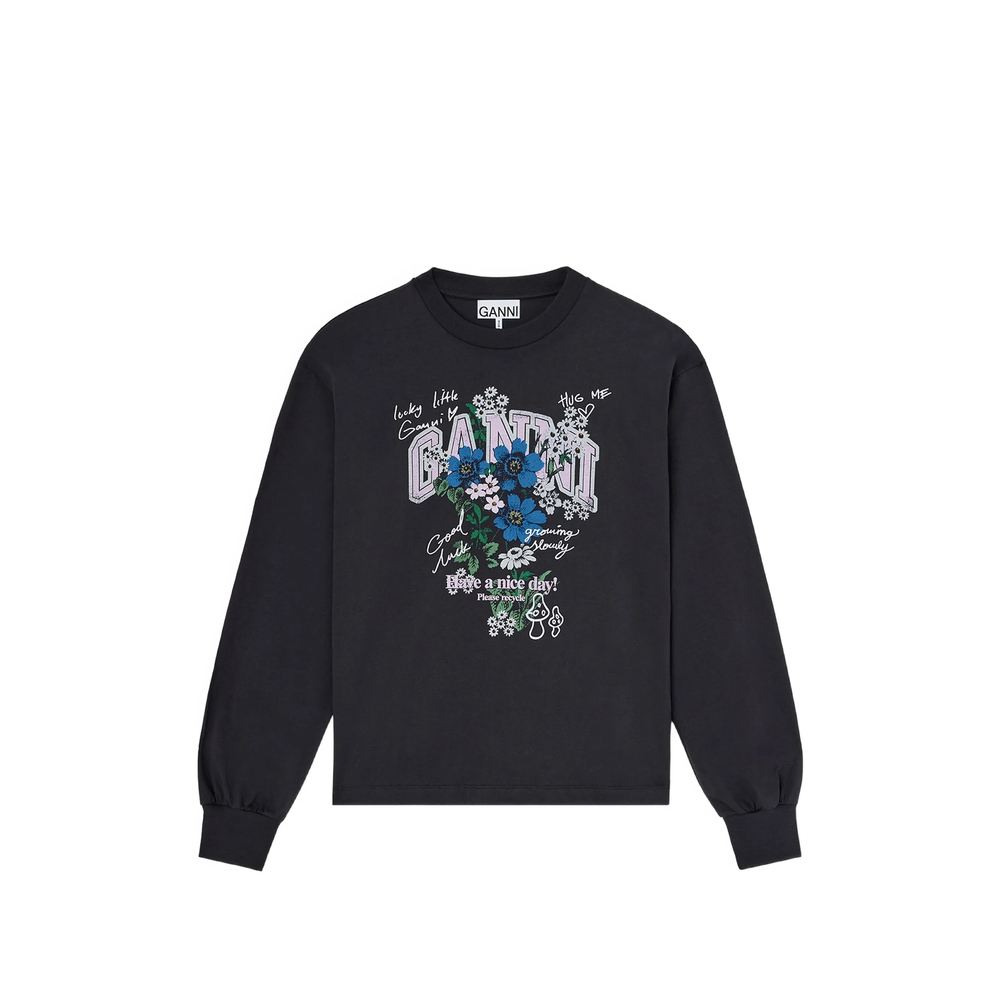 Ganni Long-sleeve T-shirt With Flowers