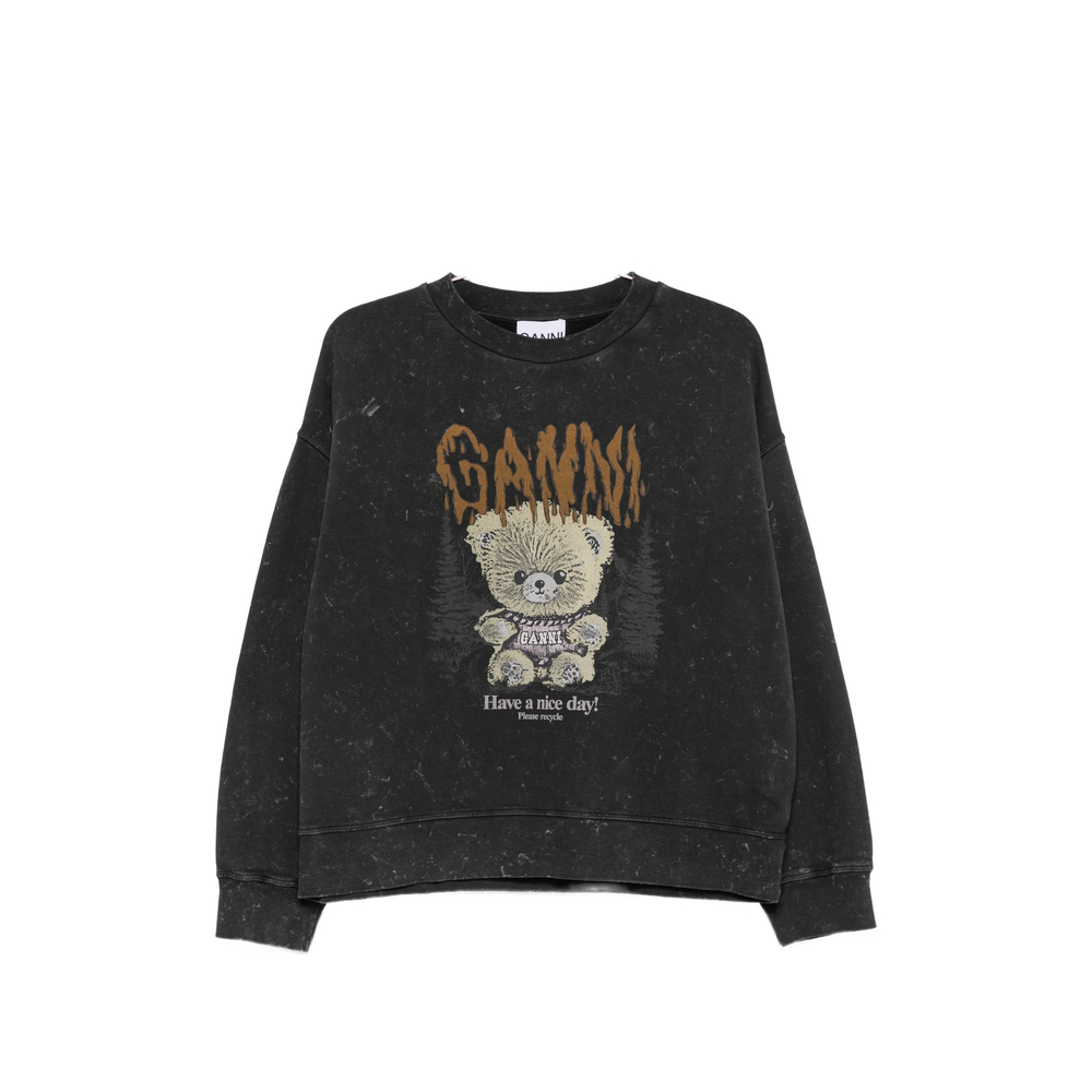 Ganni Isoli Teddy-print Cotton Sweatshirt