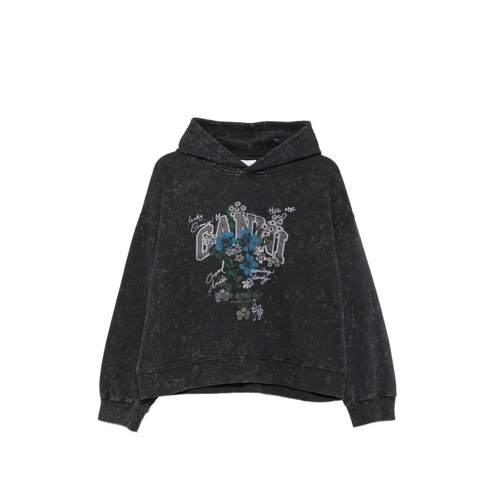 Ganni Graphic-print Acid-wash Hoodie