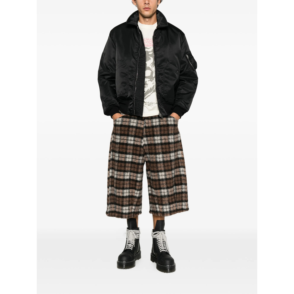 Check-Pattern Wide-Leg Trousers