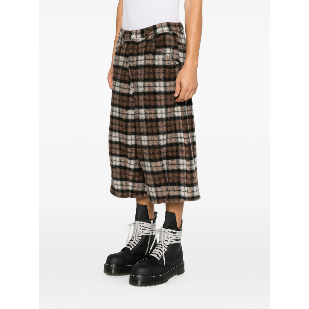 Check-Pattern Wide-Leg Trousers