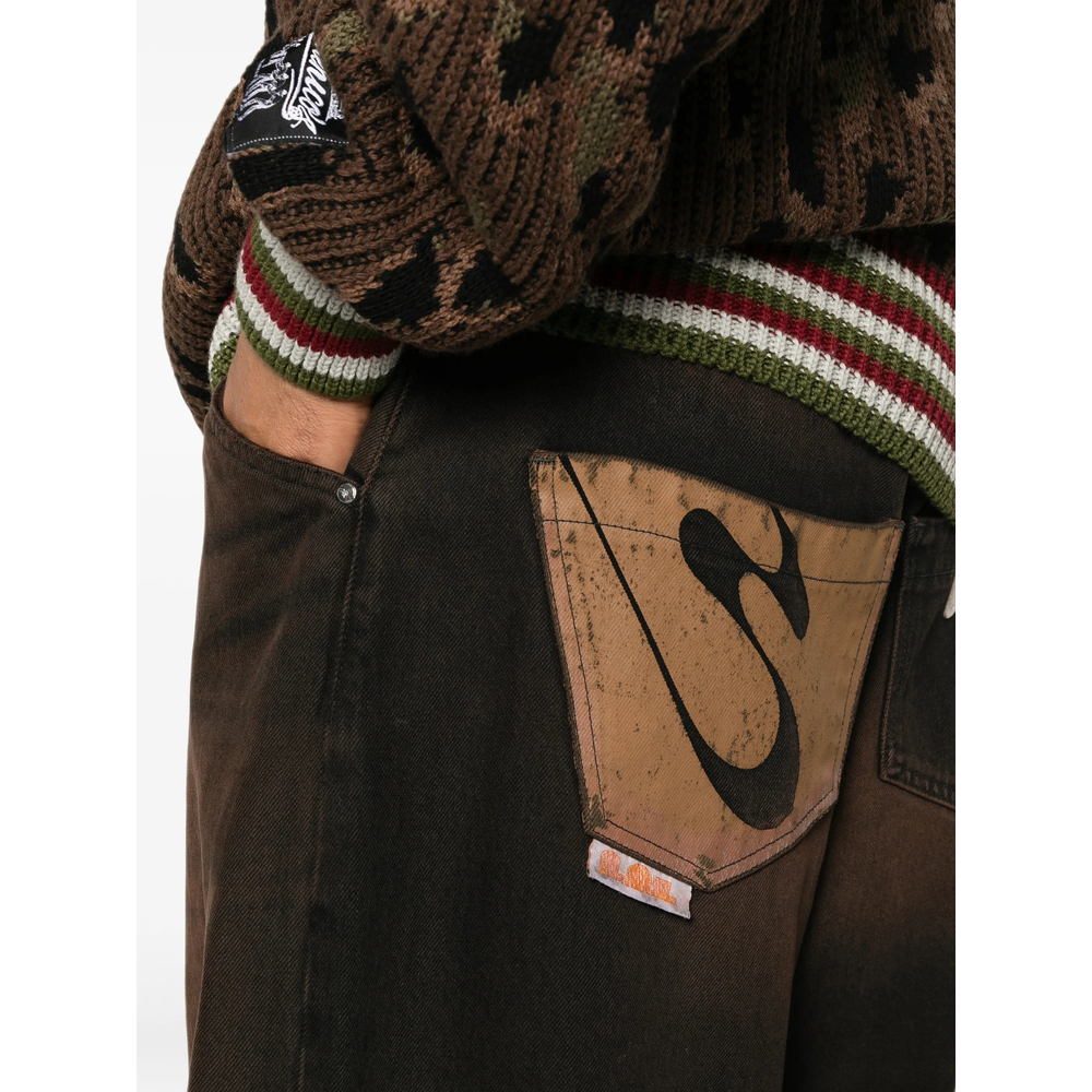 Faded Graphic-Print Jeans