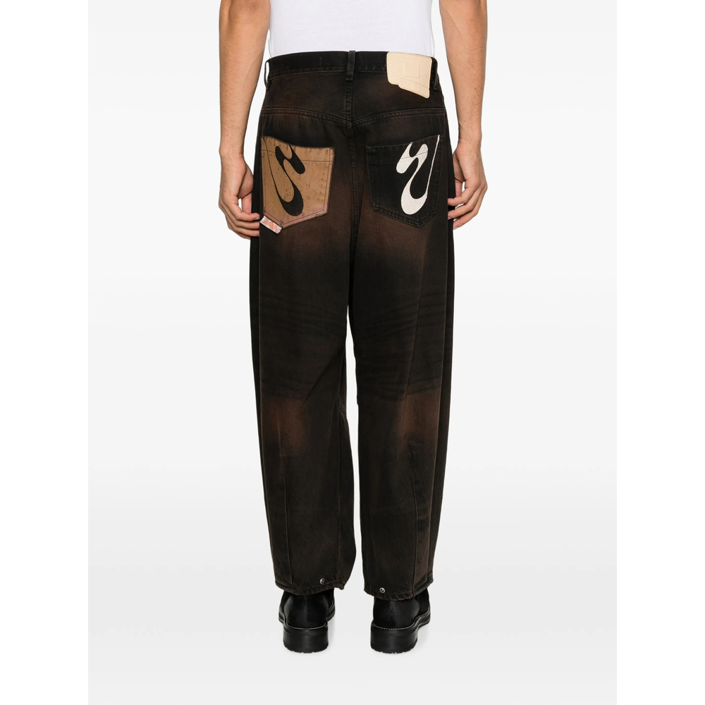 Faded Graphic-Print Jeans