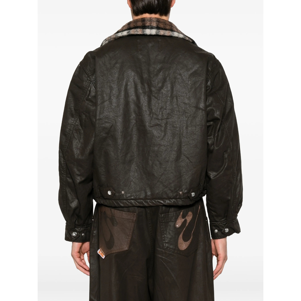 Check-Collar Logo-Embossed Jacket