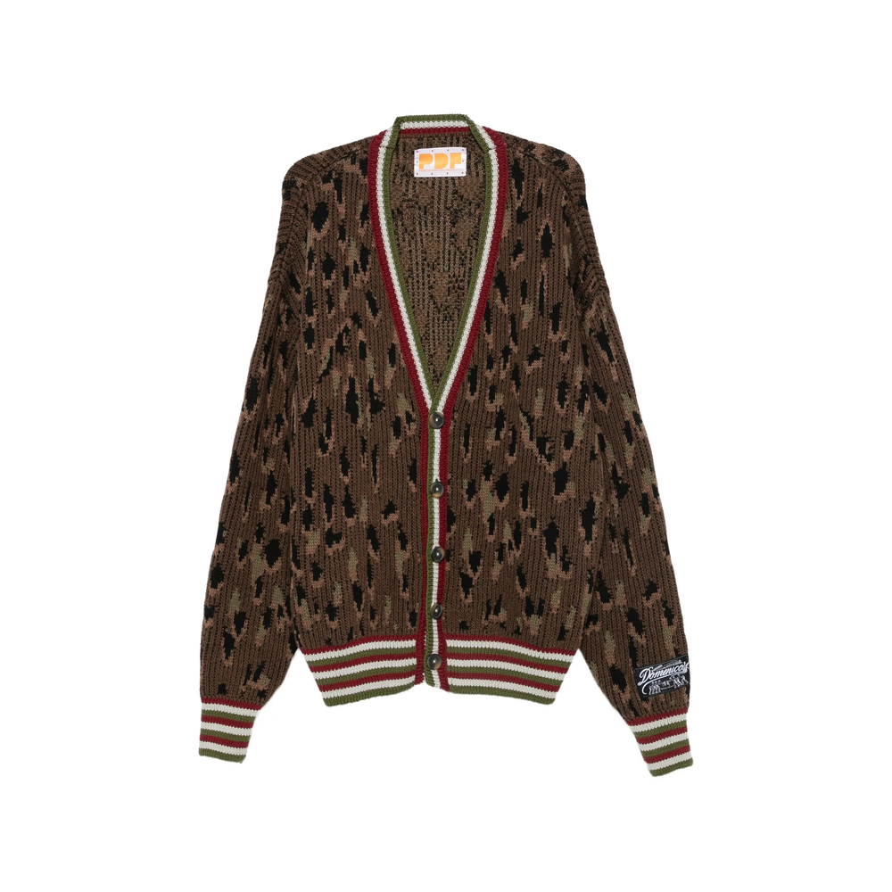 Pdf Leopard-pattern Striped-trim Cardigan