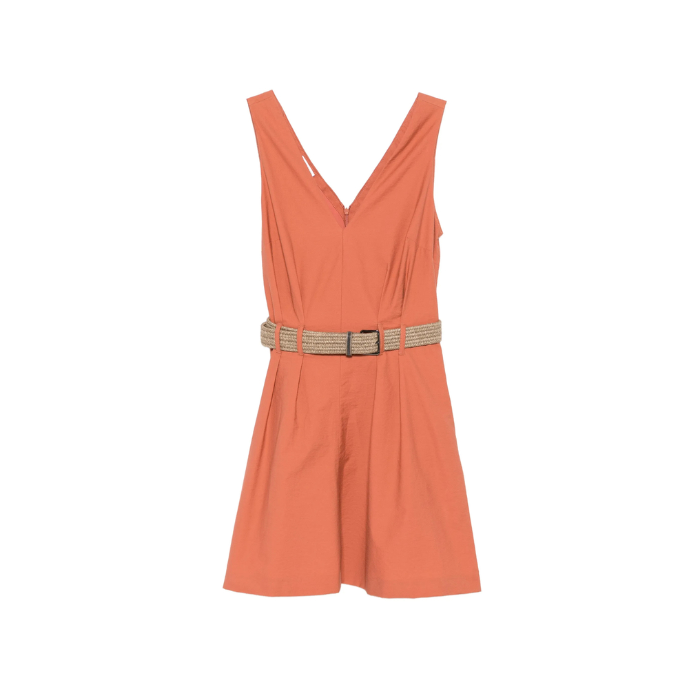 Brunello Cucinelli Belted Pleated Mini Dress
