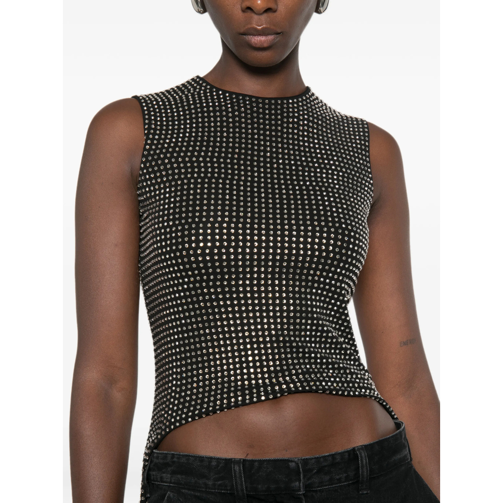 Crystal-Embellished Sleeveless High-Low Top