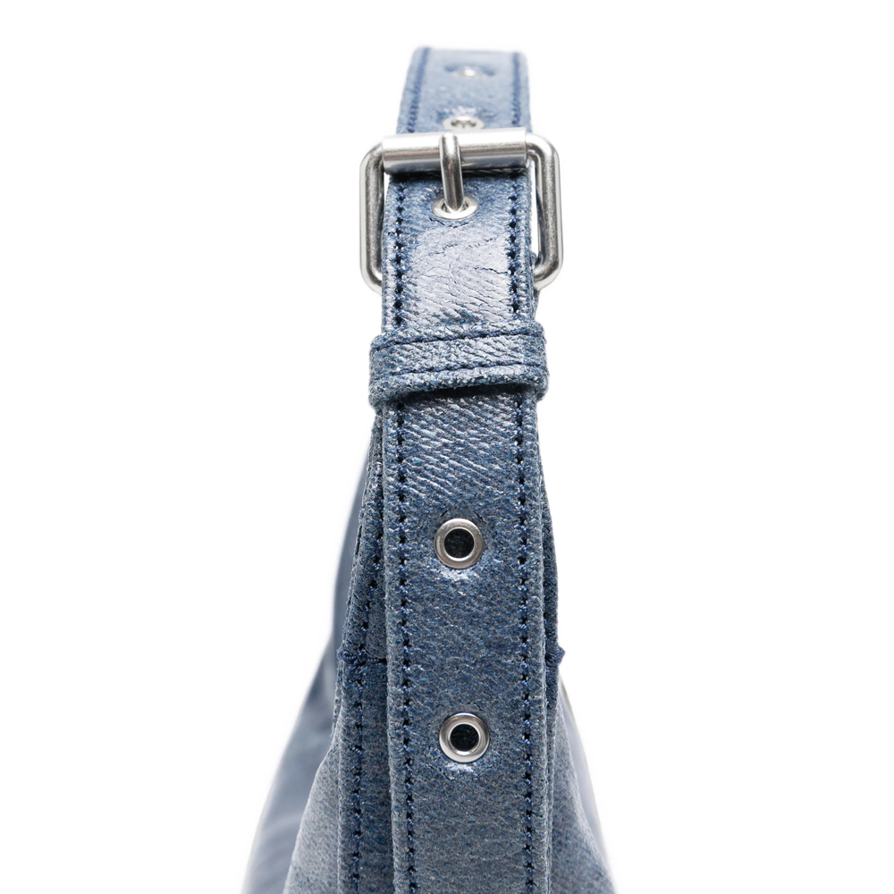 Crinkled-Effect Logo-Debossed Shoulder Bag
