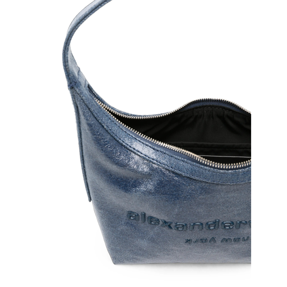 Crinkled-Effect Logo-Debossed Shoulder Bag