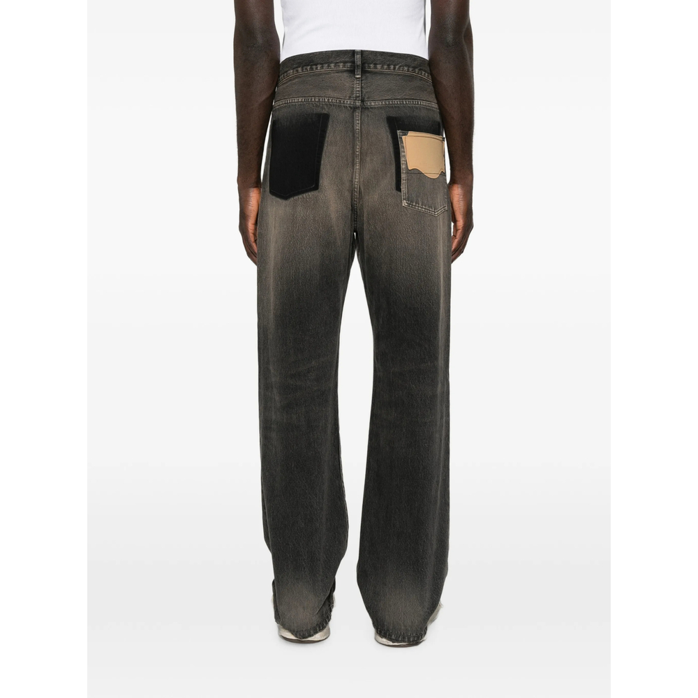Patch-Detail Whiskered Jeans