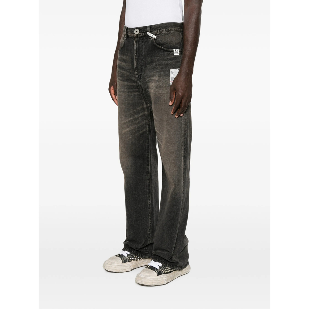 Patch-Detail Whiskered Jeans