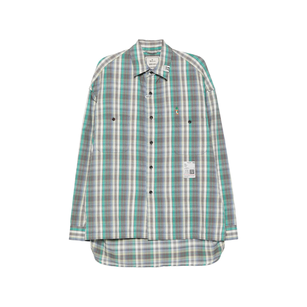 Check-Pattern Logo-Patch Shirt