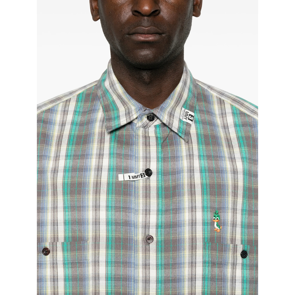 Check-Pattern Logo-Patch Shirt