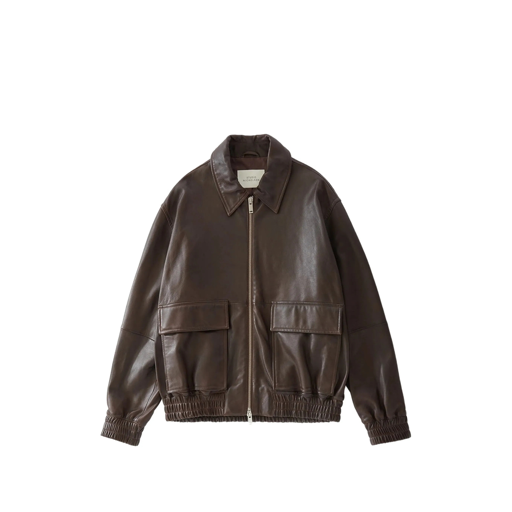 Studio Nicholson Piston Leather Zip-up Jacket