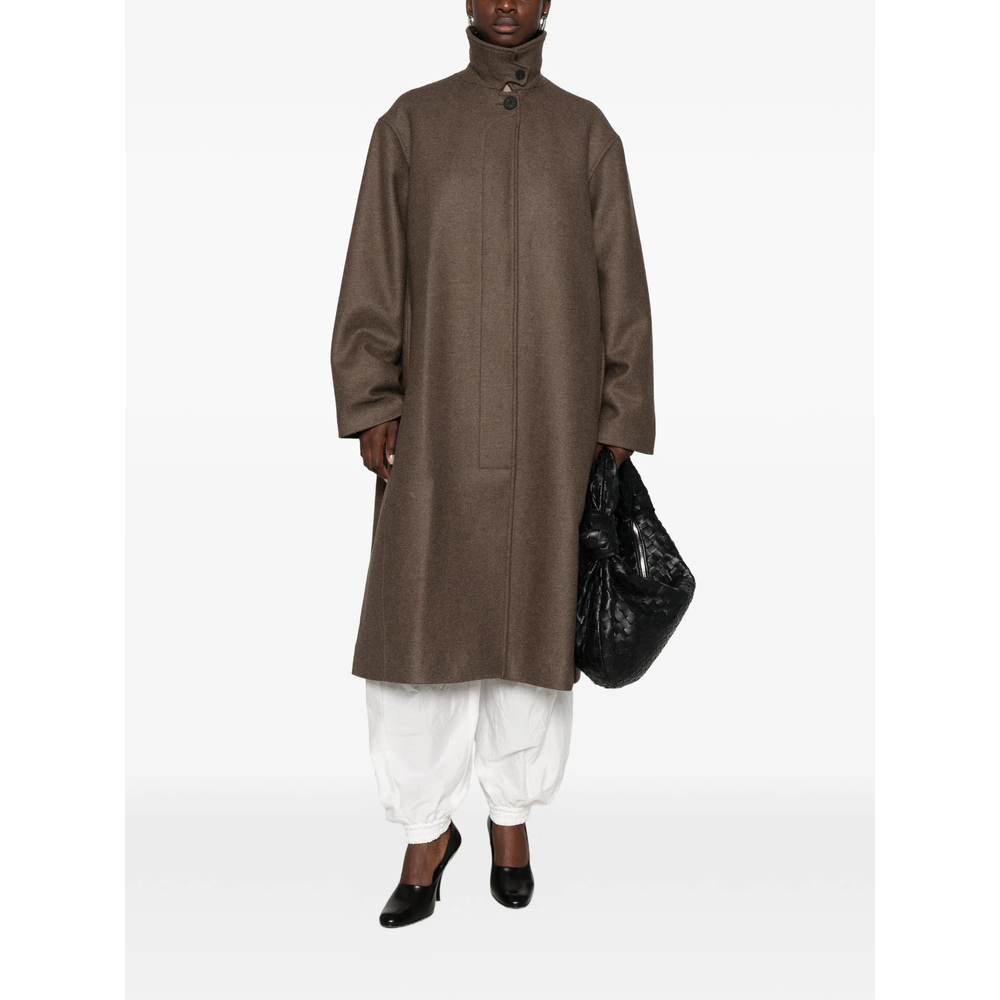 Ria High-Neck Concealed-Fastening Coat