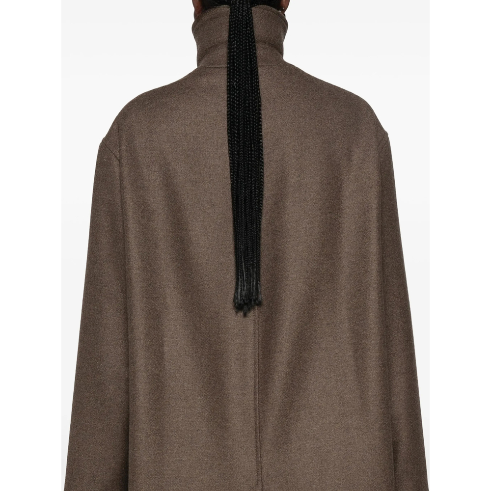 Ria High-Neck Concealed-Fastening Coat