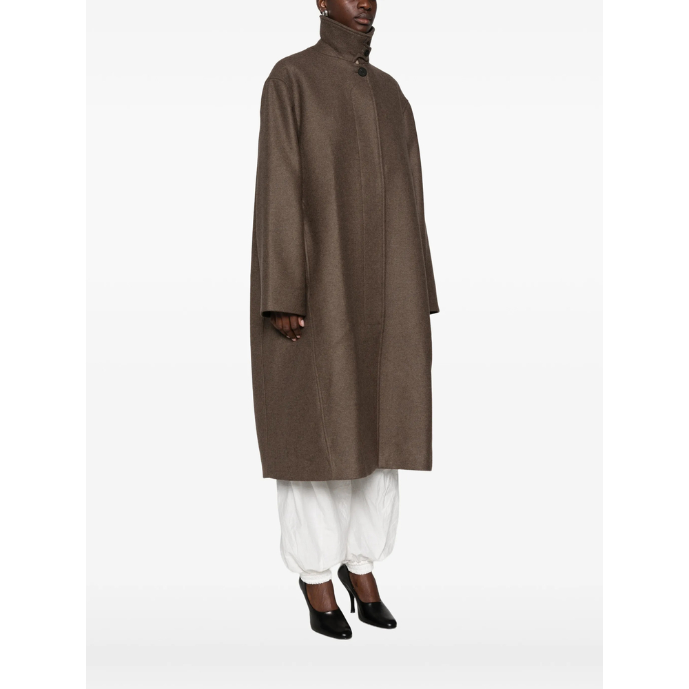 Ria High-Neck Concealed-Fastening Coat