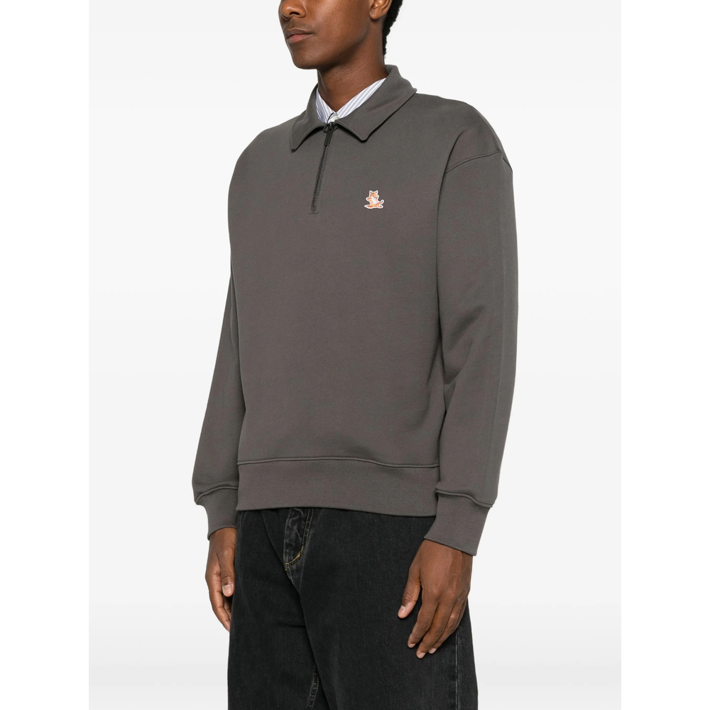 Maison Kitsuné Logo-Patch Quarter-Zip Sweatshirt