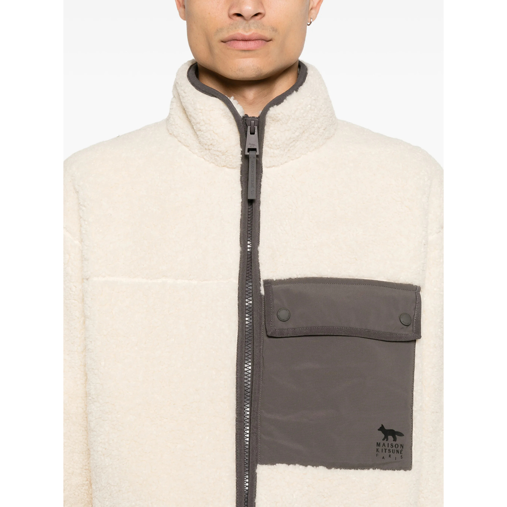 Maison Kitsuné Fleece-Texture Panelled Jacket
