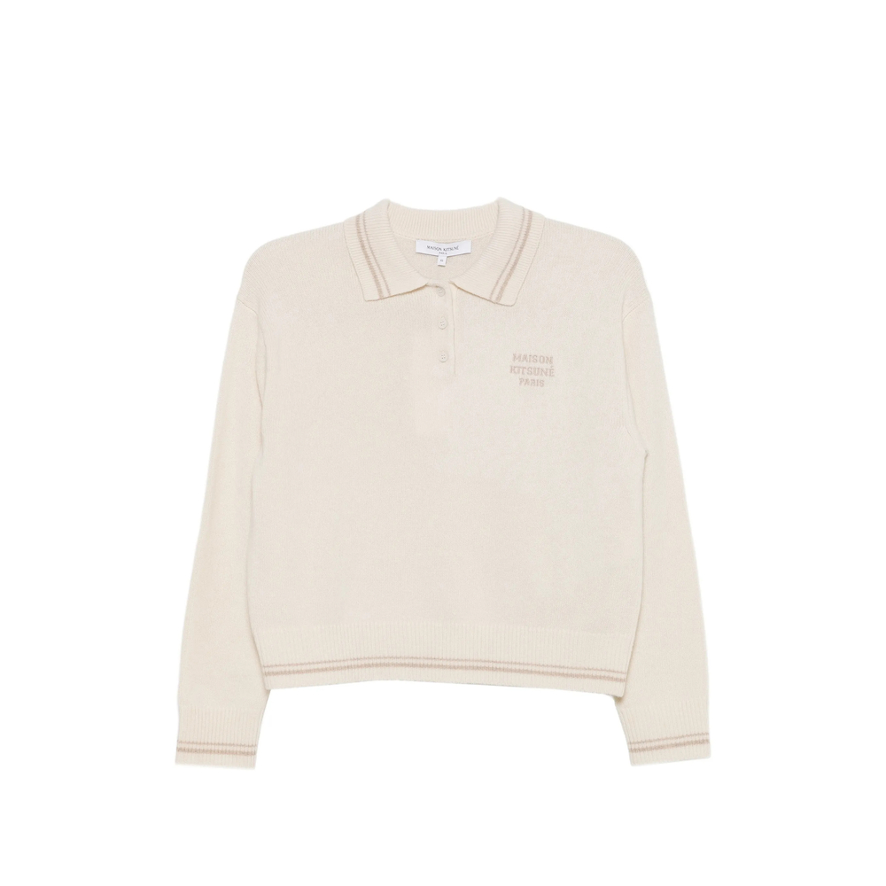Maison Kitsuné Logo-Embroidered Striped-Trim Sweater