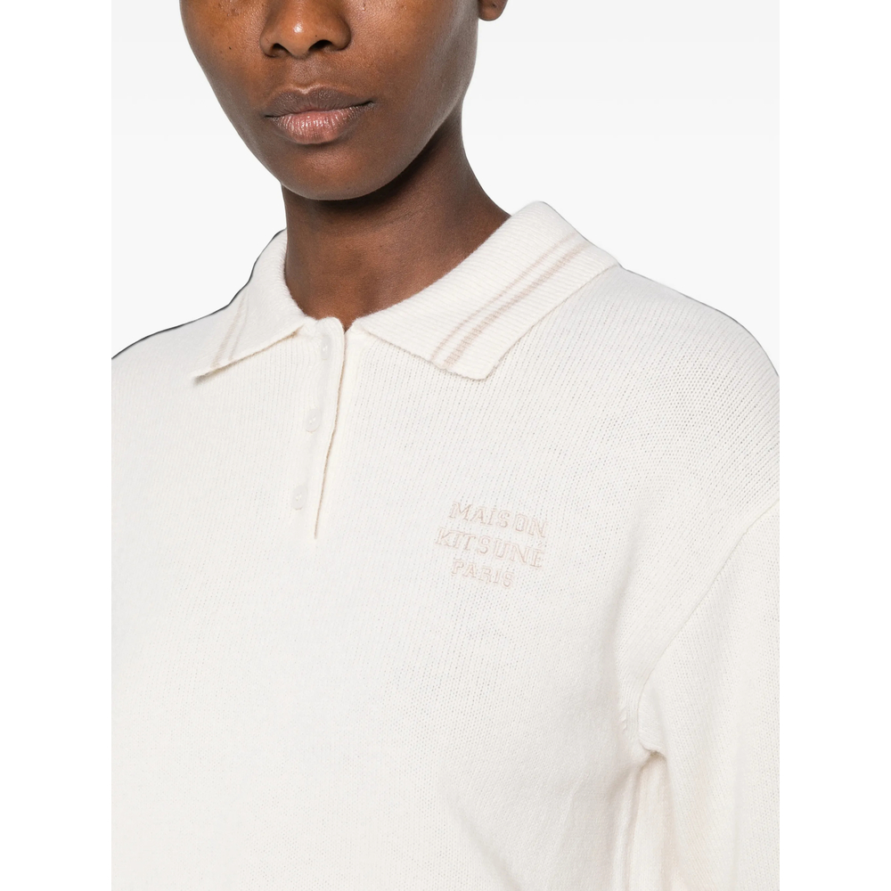 Maison Kitsuné Logo-Embroidered Striped-Trim Sweater