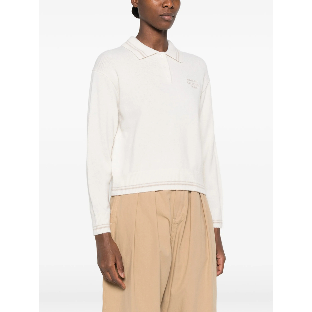 Maison Kitsuné Logo-Embroidered Striped-Trim Sweater