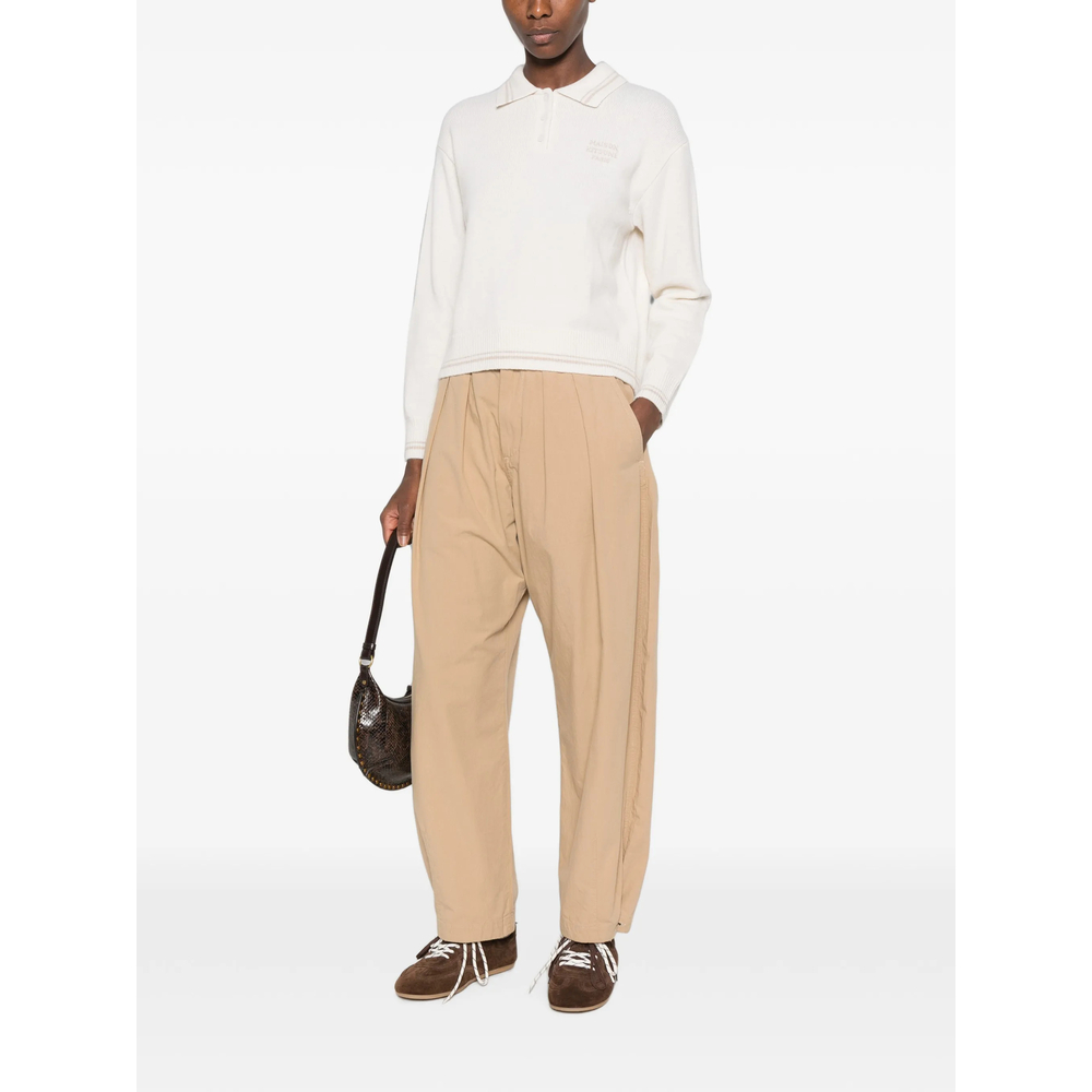 Maison Kitsuné Logo-Embroidered Striped-Trim Sweater