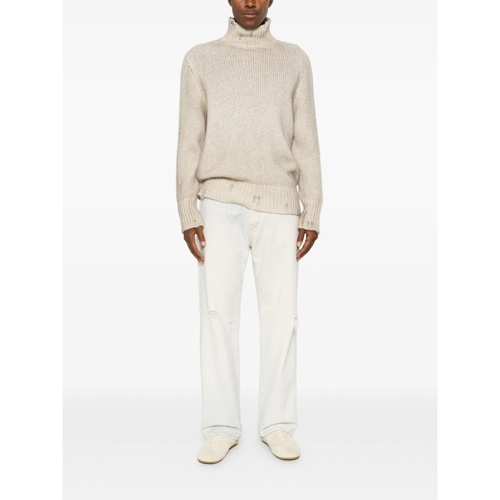 Distressed Roll-Neck Sweater