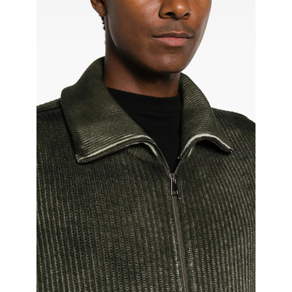 Ribbed-Knit Zip-Up Sweater