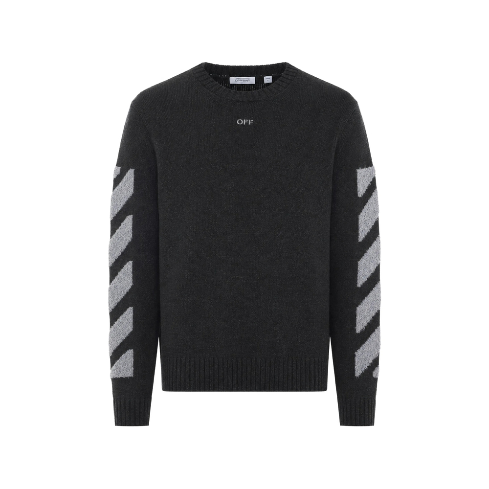 Off-white Diag Fuzzy Knit Crew-neck Sweater
