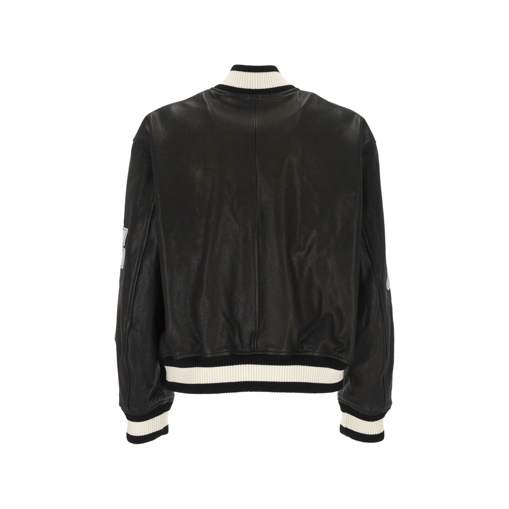 Off-White Patch-Detail Leather Bomber Jacket