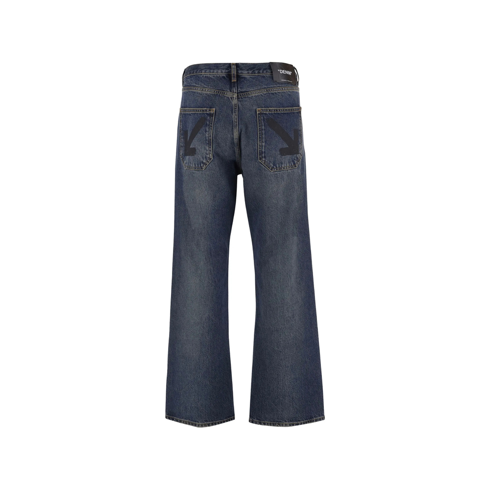 Off-White Arrows-Print Straight-Leg Jeans