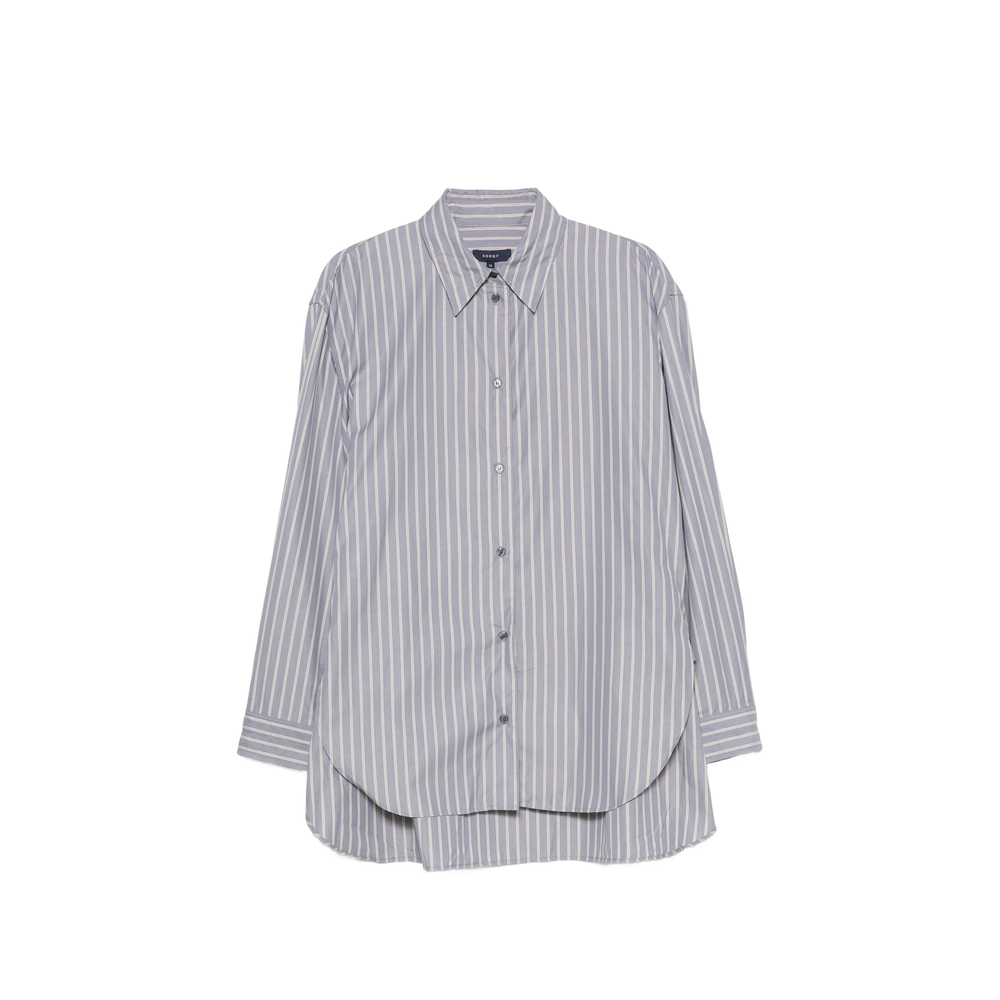Soeur Vertical-stripe Long-sleeve Shirt In Blue/white