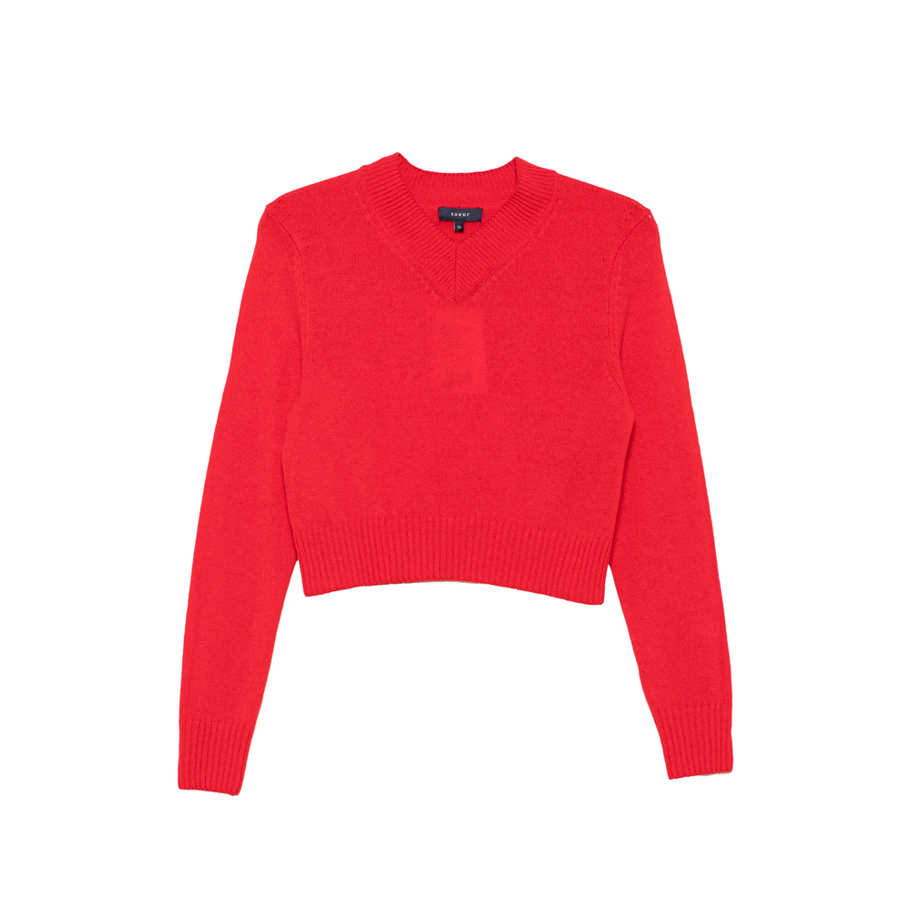 Soeur Jonas Ribbed-knit V-neck Sweater