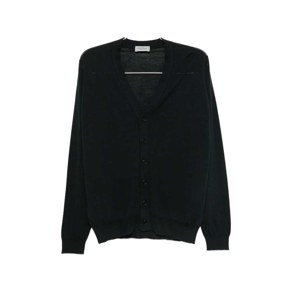 John Smedley Bradrick V-neck Button-up Cardigan In Black