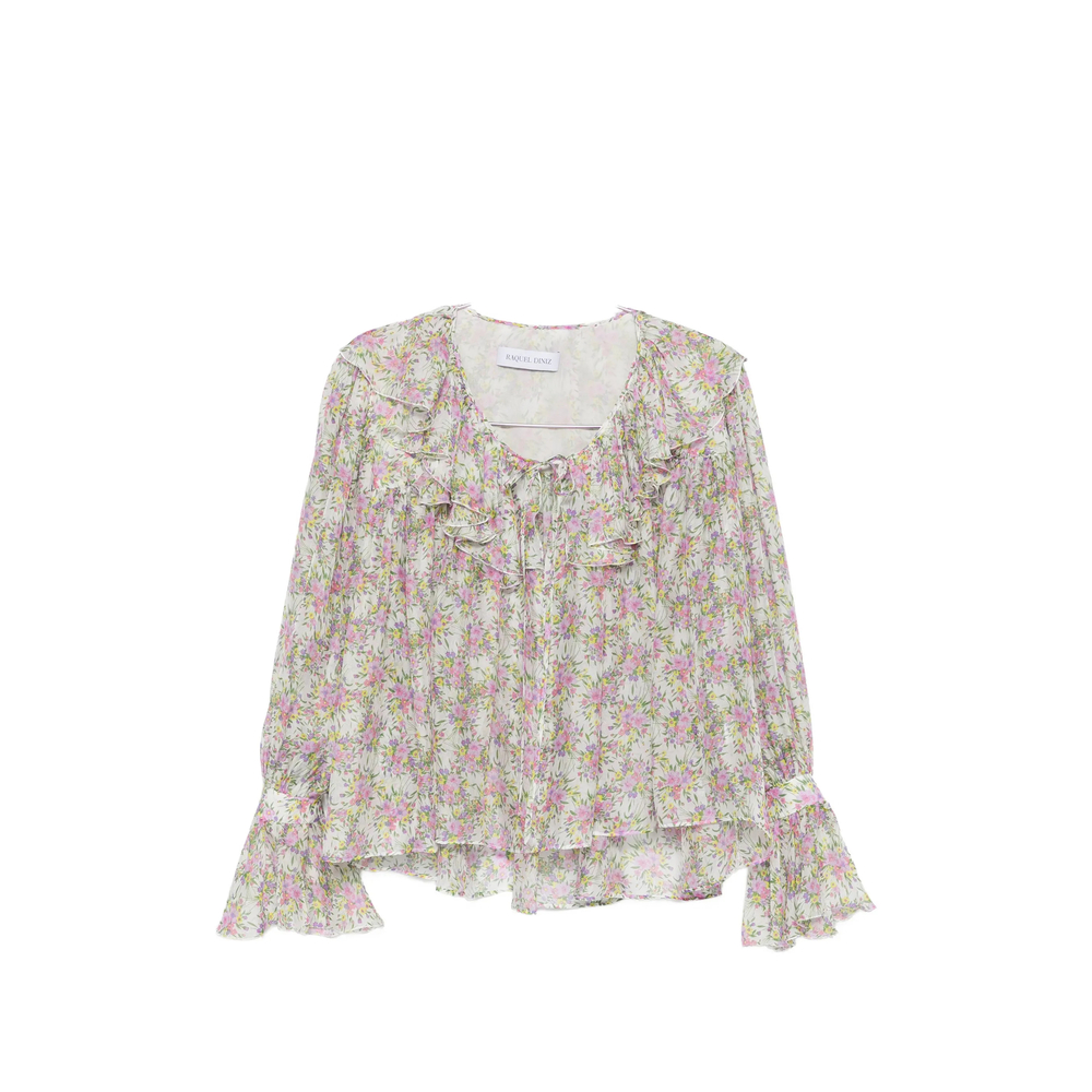 Raquel Diniz Floral-print Ruffled Blouse In White