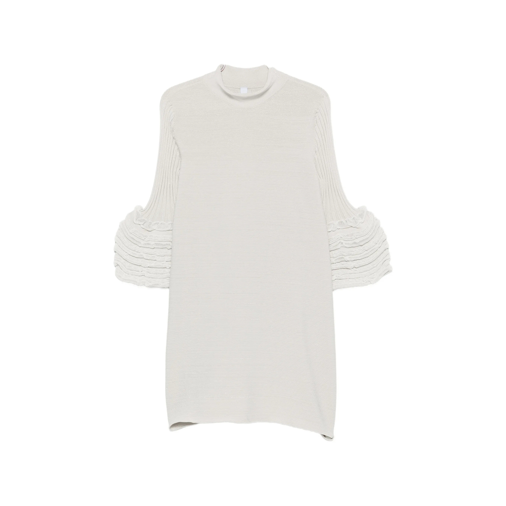 Cfcl Ruffled Bell-sleeve Mini Dress In Neutrals