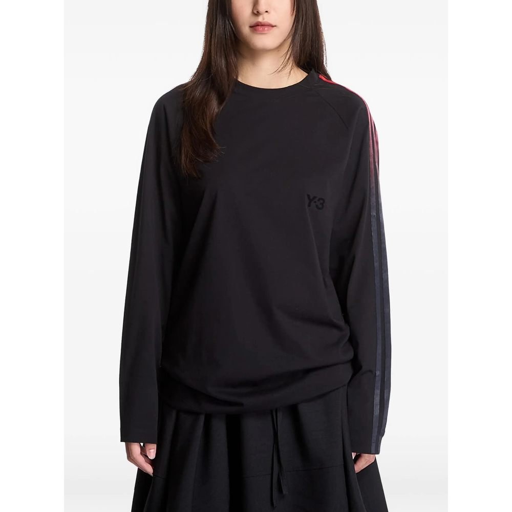 Gradient 3-Stripe Oversized Long Sleeve T-Shirt