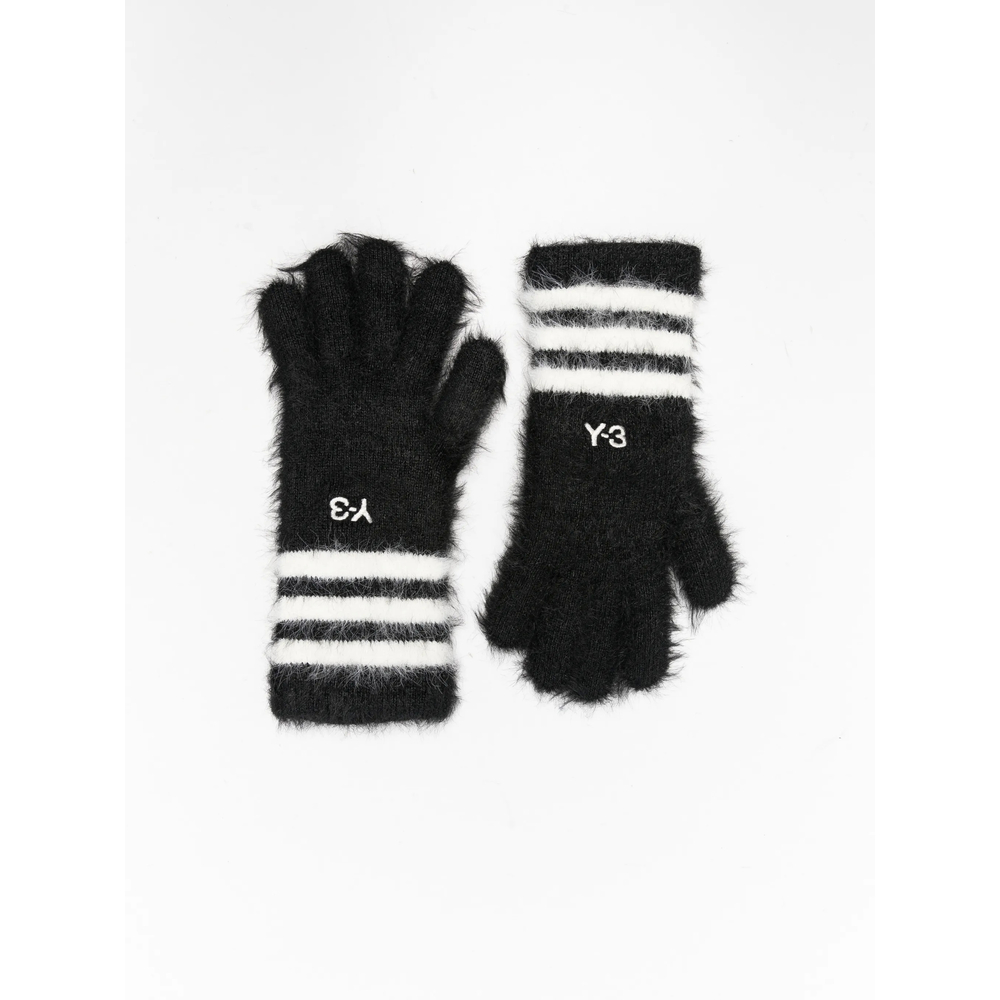 Y-3 Logo-embroidered Striped Gloves