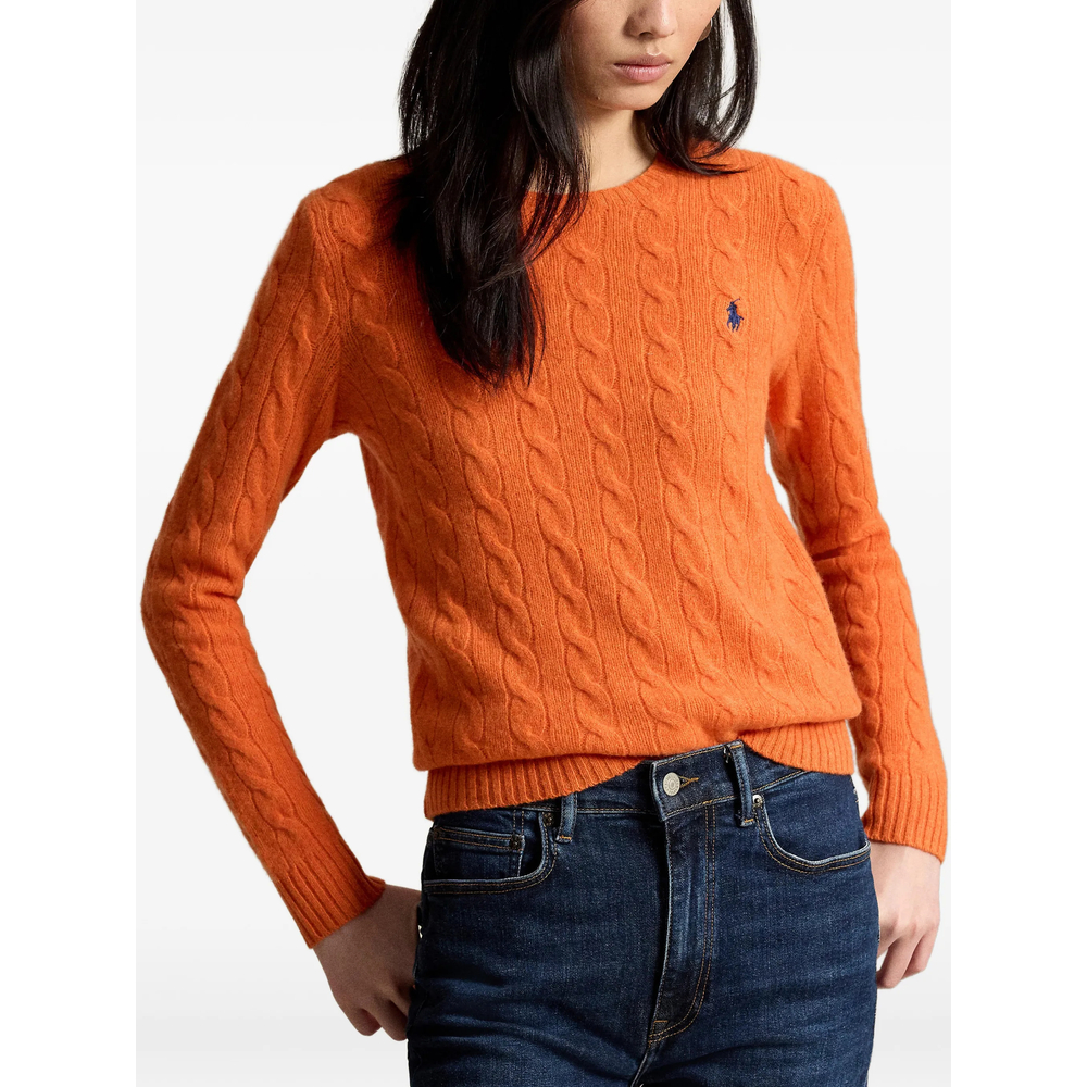 Pony-Embroidered Cable-Knit Sweater