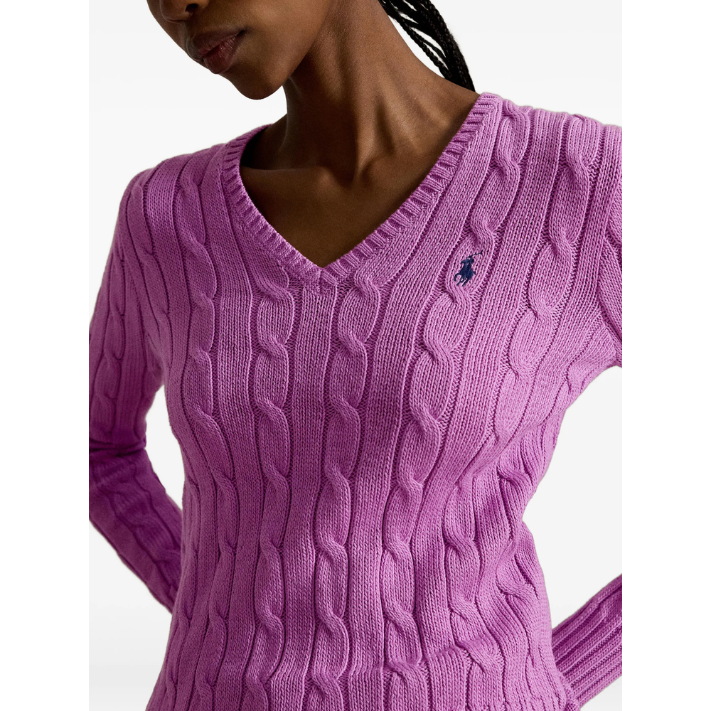 Cable-Knit V-Neck Sweater