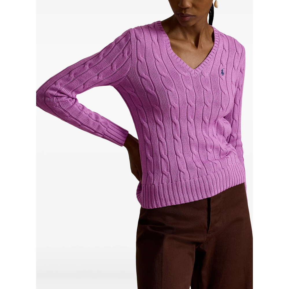 Cable-Knit V-Neck Sweater