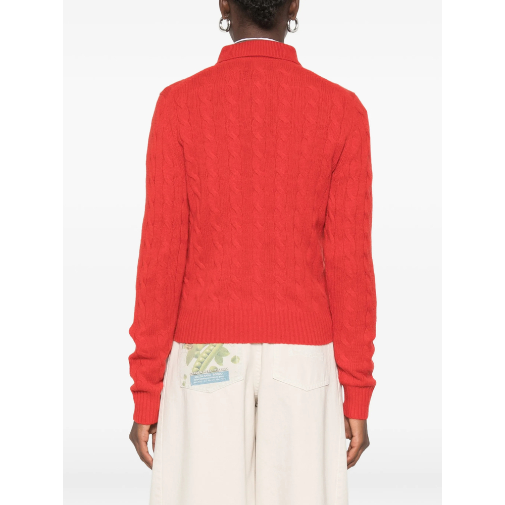 Cable-Knit Polo Sweater