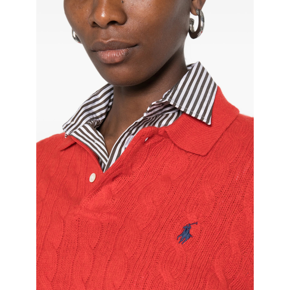 Cable-Knit Polo Sweater
