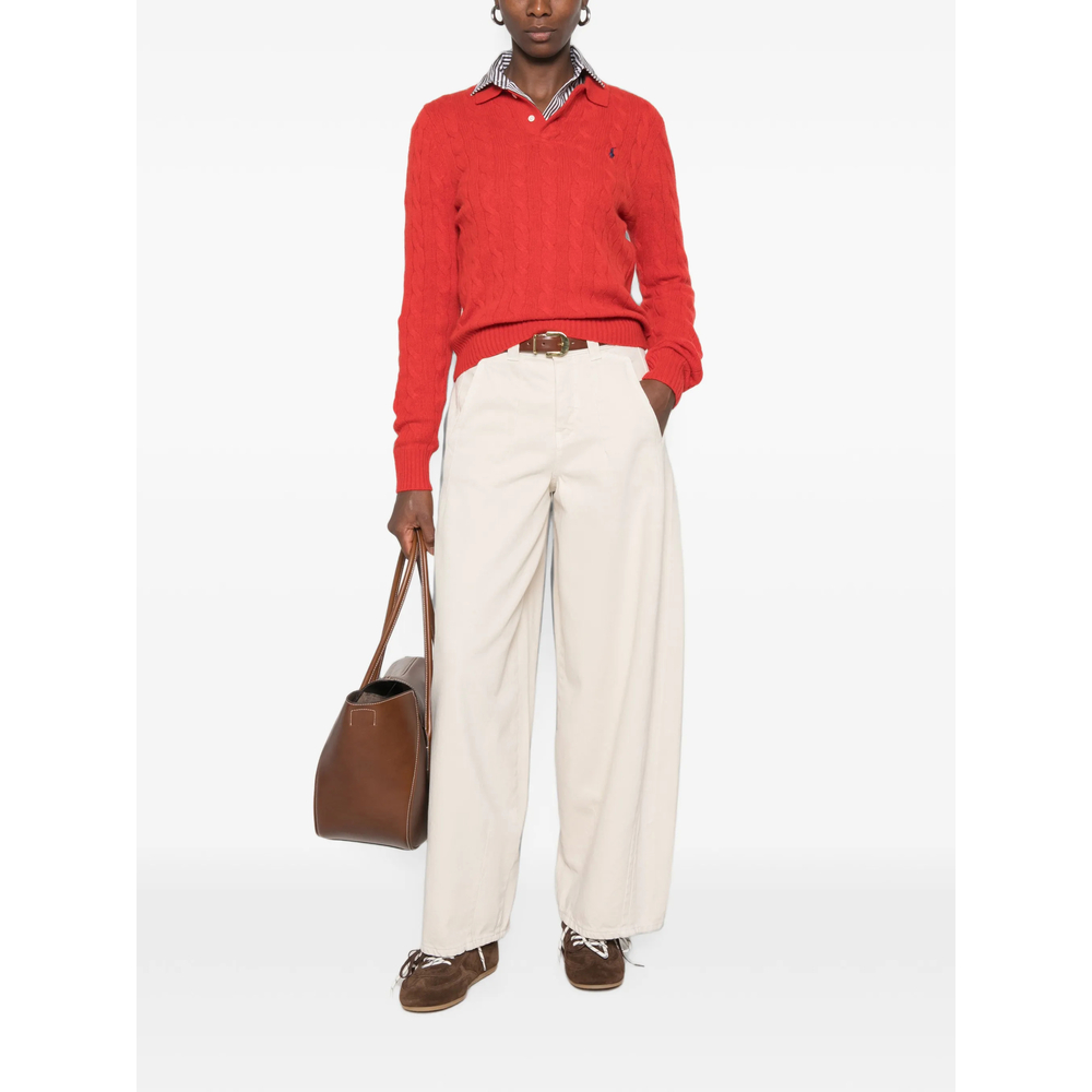 Cable-Knit Polo Sweater