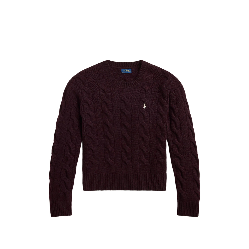 Cable-Knit Embroidered-Logo Sweater