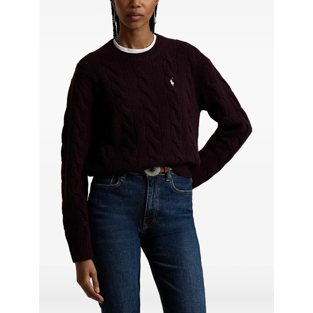 Cable-Knit Embroidered-Logo Sweater
